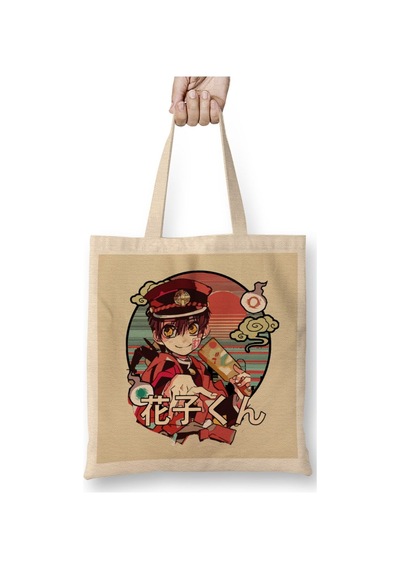 Toyaso Hanako Kun 01 Beyaz Bez Çanta Uzun Saplı Alışveriş Çantası Plaj Çantası Beyaz