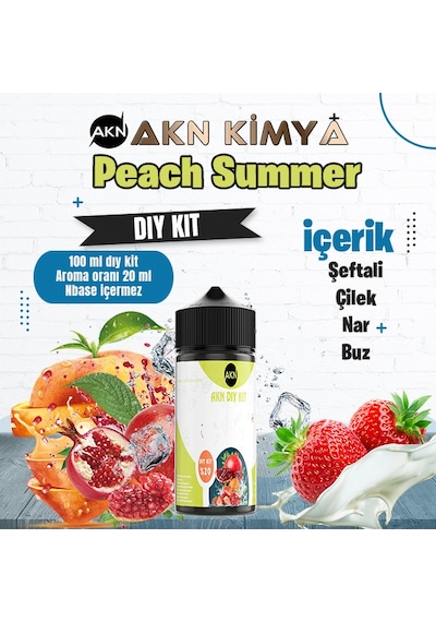 Peach Summer Dıy Kit Şeftali Çilek Nar Buz Gıda Aroması %20 Oranda Aroma İçerir Hazır Değildir 100 Ml