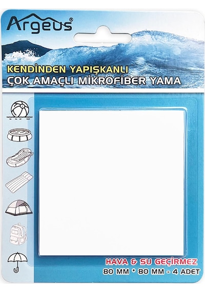 Argeus 4'lü Yapışkanlı Fiber Çadır Tamir Yaması Beyaz Çok Renkli