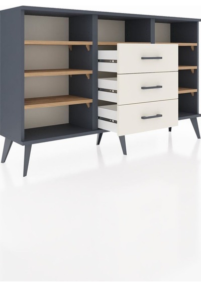 Arges Konsol 7 Raflı 3 Çekmeceli 132x30x83 Antrasit-çam/aytaşı Çam/aytaşı Arges Konsol 7 Raflı 3 Çekmeceli 132x30x83 Antrasit-çam/aytaşı Çam/aytaşı