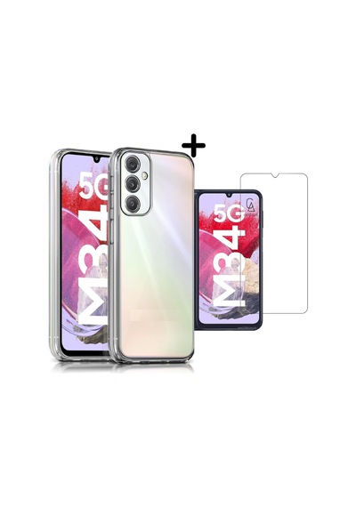 Samsung Galaxy M34 5g Uyumlu Kılıf Esnek Silikon Telefon Kılıfı Ve Temperli Cam Ekran Koruyucu