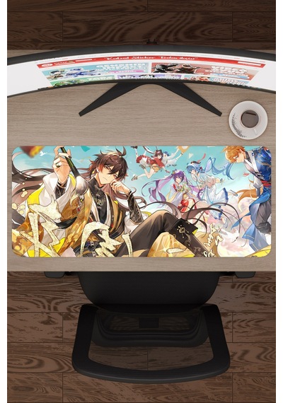 Zhongli Genshin Impact Anime Gacha V3 - 70x30 Xl Gaming Mouse Pad Fare Altlığı