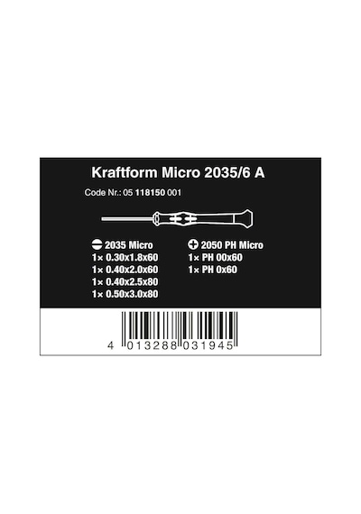 Wera 2035 Düz6 A Mikro PhYıldızDüz Tornavida Set 05118150001
