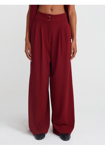 Dilvin 71585 Pensli Kısa Paça Pantolon Bordo
