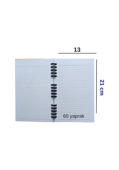 A5 Boy 60 Yaprak Çizgili Sert Kapak Postijli Not Defteri 13x21 Cm Saman