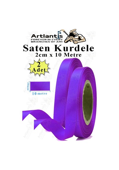 Mor Kurdele Saten 2 Cm 10 Metre 2 Adet Saten Kurdela Parlak Hediye Ve Süsleme Şeridi Süs Paketleme Çiçek Saç El