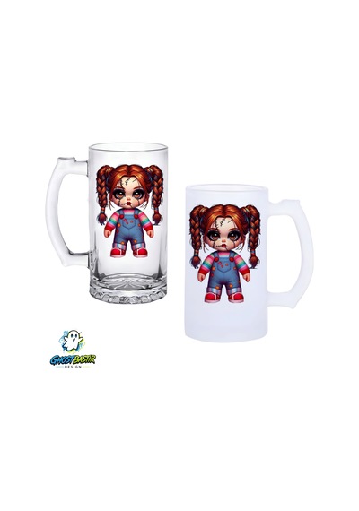 Bayan Chucky Kulplu Bira Bardağı Buzlu Veya Şeffaf Seçenekli 0274