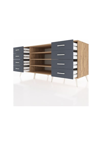 Kronos Konsol 3 Raflı 8 Çekmeceli 176x59x83 Çam-çam/antrasit Çam/antrasit Kronos Konsol 3 Raflı 8 Çekmeceli 176x59x83 Çam-çam/antrasit Çam/antrasit