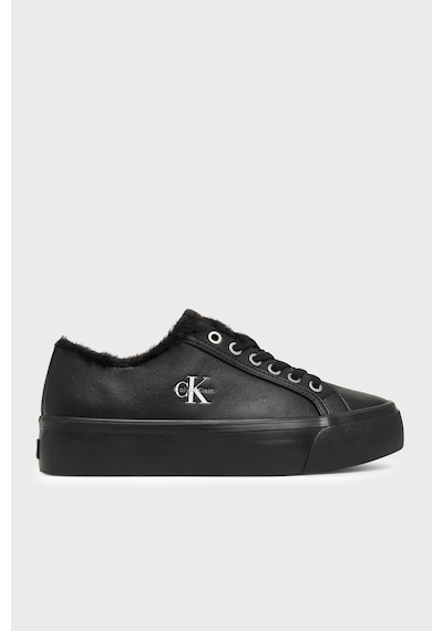 Calvin Klein Logolu İçi Kürklü Deri Sneaker Ayakkabı Hw0hw032350gj Kadın Ayakkabı Hw0hw03235 0gj Siyah