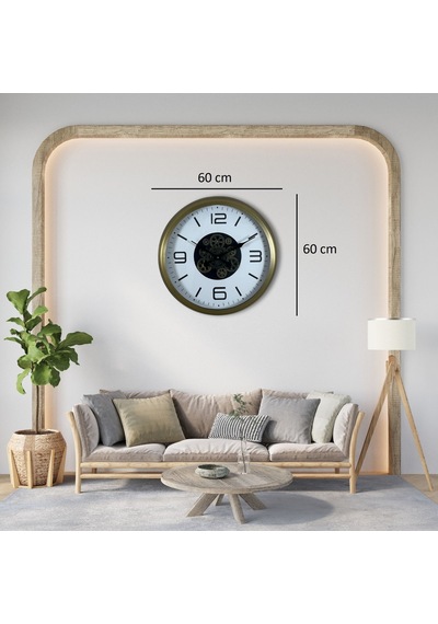 Bronze Motion 60 Cm Çarklı Duvar Saati Çok Renkli