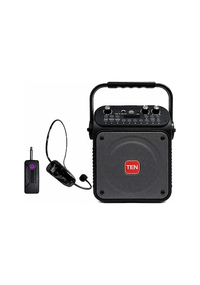 Ten,5'' Taşınabilir Rehber Anfi + Kablosuz Kafa Mikrofonlu Bluetooth Lu Mevlüt Ve Organizasyon Ses Sistemi