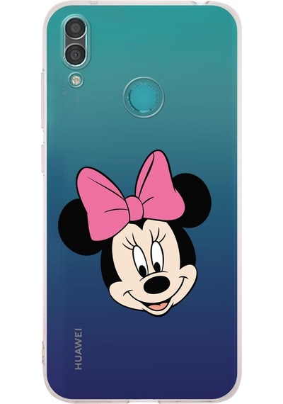 Huawei Y7 2019 Kamera Korumalı Kapak Minnie Mouse Tasarımlı Şeffaf Kılıf Şeffaf