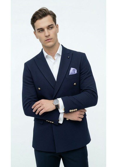 Plus Scorpion Erkek Kruvaze Blazer Ceket Slim Fit Premium Dokulu Şık Klasik Ceket Lacivert Plus Scorpion Erkek Kruvaze Blazer Ceket Slim Fit Premium Dokulu Şık Klasik Ceket Lacivert