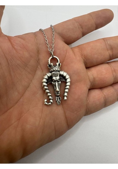 Şeytan Figürlü Gümüş Renk Unisex Kolye Gotik Ve Alternatif Takı Çok renkli