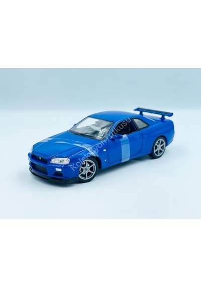 Welly 1/24 Nissan Skyline Gtr R34 Model Araba Mavi