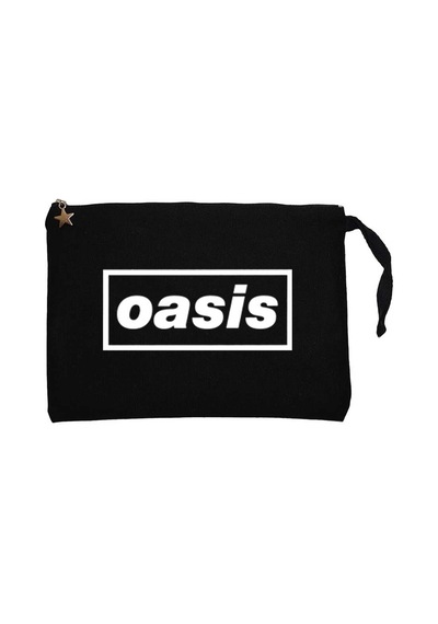Oasis Text Siyah Clutch Astarlı Cüzdan / El Çantası
