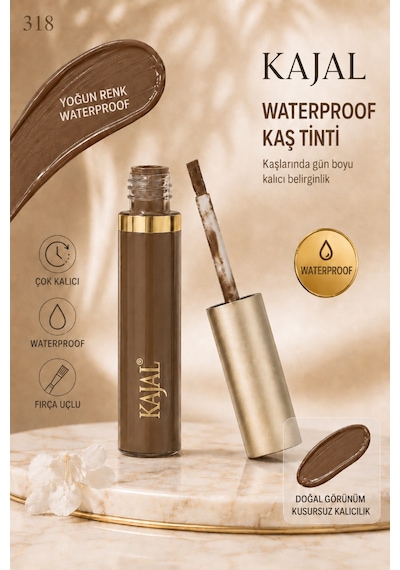 Fırça Uçlu Waterproof Kaş Tinti No:318 Kahverengi