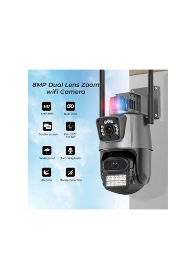 8x Kablosuz 5 Mp Wıfı Ptz Kamera İç Dış Mekan Alarmlı 8x Zoom Gece Görüşlü Hd Dome 7