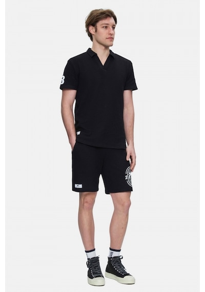 Ucla Russel Siyah Polo Yaka Baskılı Standard Fit Erkek Tshirt Siyah