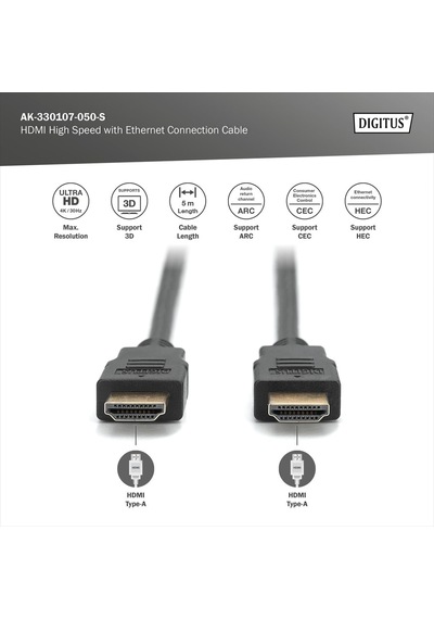 5m Yüksek Hızlı Hdmı With Ethernet Bağlantı Kablosu Ak-330107-050-s