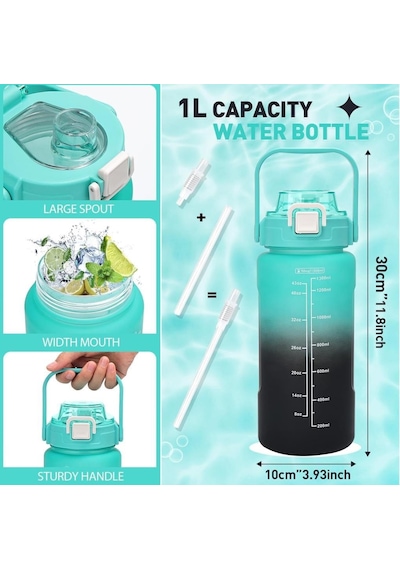 Vagonlife Su Matarası 1500 ML Vgn2213 Yeşil Siyah