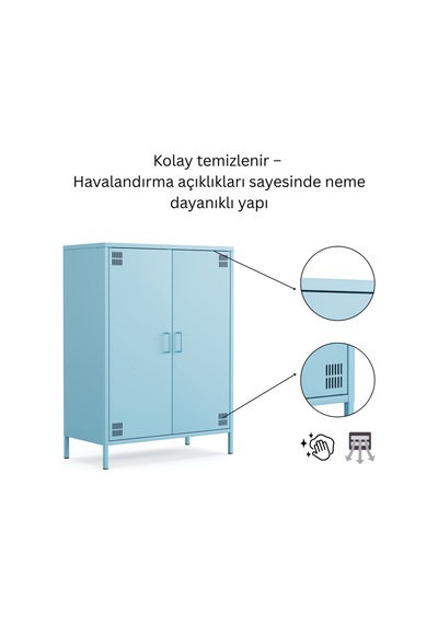 Pera Metal Dolap 2 Kapılı 80,50 X 40 X 109,50 Cm - 9 Renk Seçeneği Bulunmaktadır Ral 5024 Mavi Pera Metal Dolap 2 Kapılı 80,50 X 40 X 109,50 Cm - 9 Renk Seçeneği Bulunmaktadır Ral 5024 Mavi