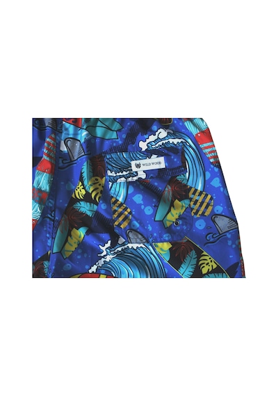 Wild Wood Garment Wild Wood "retro Surfboard" Pop-art Hızlı Kuruyan Erkek Deniz Şortu Parlak Mavi