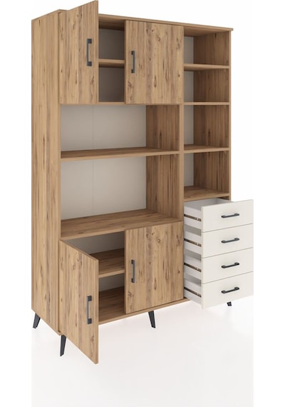 Hyperion Dolap 9 Raflı 4 Çekmeceli 4 Kapaklı 132x44x195 Çam-ç... Çam