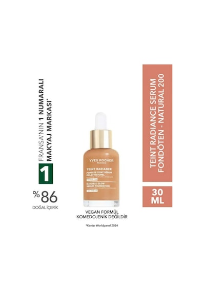 Işıltı Etkili Serum Fondöten Hyalüronik Asit İçerikli, Teint Radiance, Vegan Formül Naturel 200 114