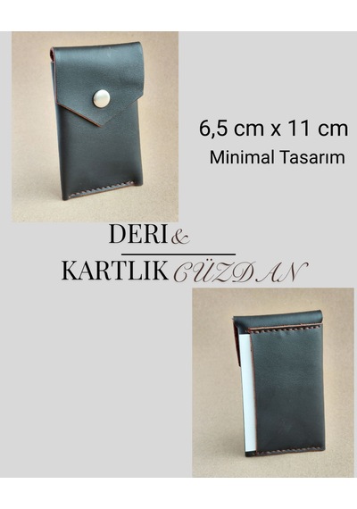Luna Luster Hakiki Deri Minimalist Avuçiçi Tasarım Erkek Kartlık & Cüzdan Zarif Ve Fonksiyonel Siyah