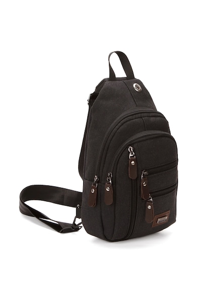 Newish Polo Body Bag Usb Çıkışlı Çapraz Göğüs Ve Sırt Çantası-kanvas 2334 Siyah