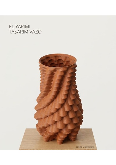 3d Vazo Özel Tasarım Burgu Model Eskitme - Kahverengi