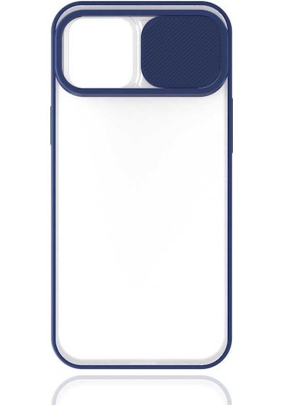 Kilifone - Apple Uyumlu iPhone 12 Pro - Kılıf Slayt Sürgülü Arkası Buzlu Lensi Kapak - Lacivert