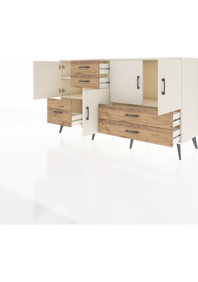 Hyperion Konsol 4 Raflı 5 Çekmeceli 4 Kapaklı 176x44x99 Aytaşı-ay Aytaşı-aytaşı/çam