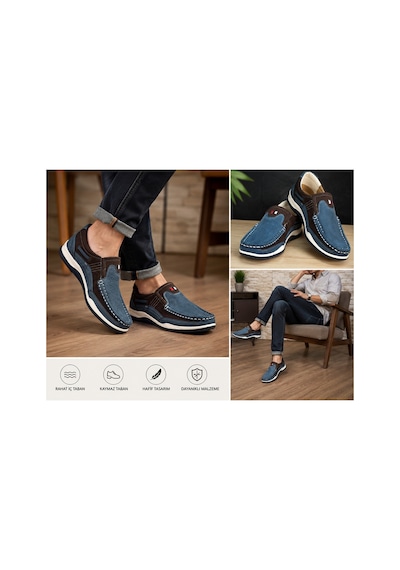 Ateşfleks Erkek Günlük Casual Loafer Ayakkabı Rahat Tabanlı, Kaymaz Taban, Şık Ve Konforlu Mavi Kahverengi Mavi Ateşfleks Erkek Günlük Casual Loafer Ayakkabı Rahat Tabanlı, Kaymaz Taban, Şık Ve Konforlu Mavi Kahverengi Mavi