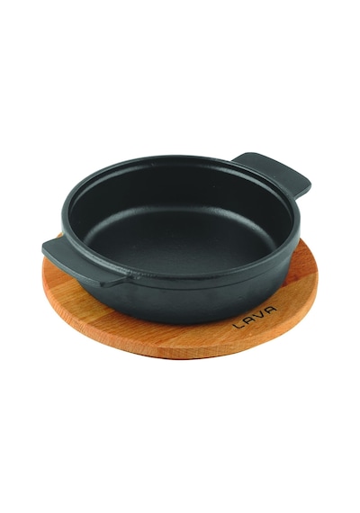 Lava, Pişirme Kabı, Lv Eco Gv 14 K4, Yuvarlak Güveç, Ahşap Altlık, Çap 14 Cm, Dökme Demir, Siyah Açık Altın