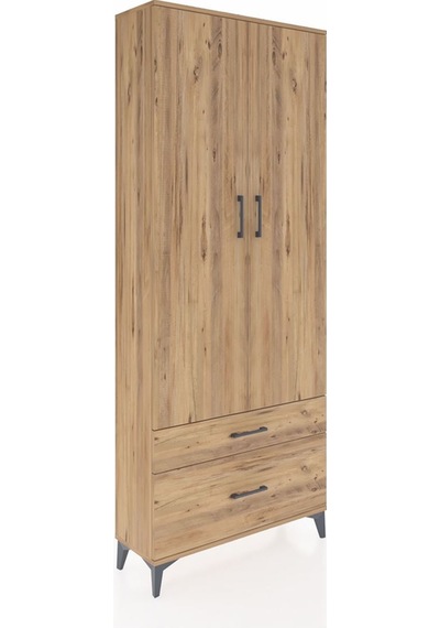 Arges Dolap 4 Raflı 2 Çekmeceli 2 Kapaklı 88x30x221 Çam-çam Çam