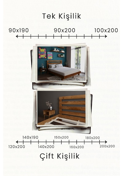 Renazzo Urban Masif Ahşap Karyola Ve 2 Adet Komodin Ceviz 180x200 Ceviz - 180 X 200