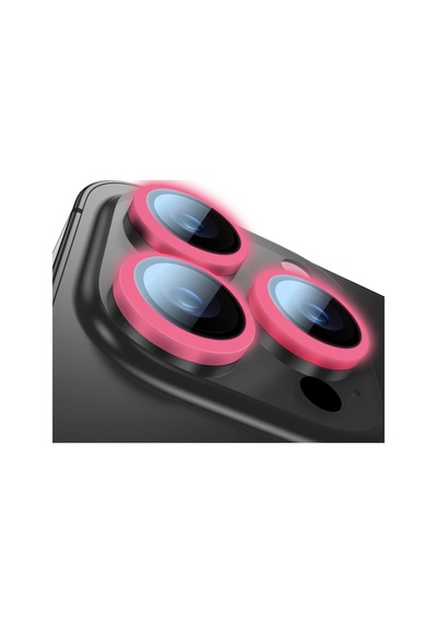Buff Apple Uyumlu iPhone 15 Pro Max / 15 Pro Neon Metal Lens Koruyucu Pembe