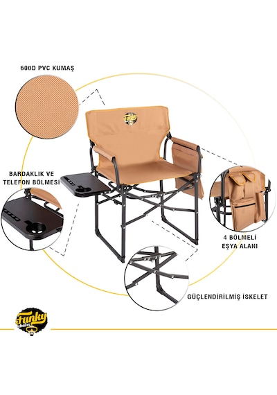Funky Chairs Extra Katlanabilir L Kamp Koltuğu - Toprak Kahverengi