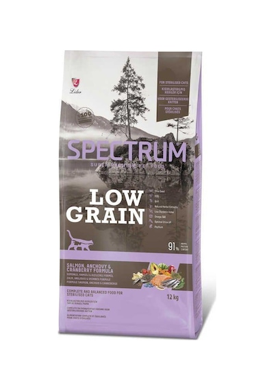 Spectrum Low Grain Kısırlaştırılmış Somonlu Hamsili Kızılcıklı Yetişkin Kedi Maması 12 KG