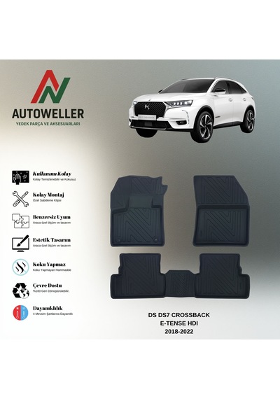 Ds 7 Crossback 2018-2022 Uyumlu Havuzlu Oto Paspas E-tense