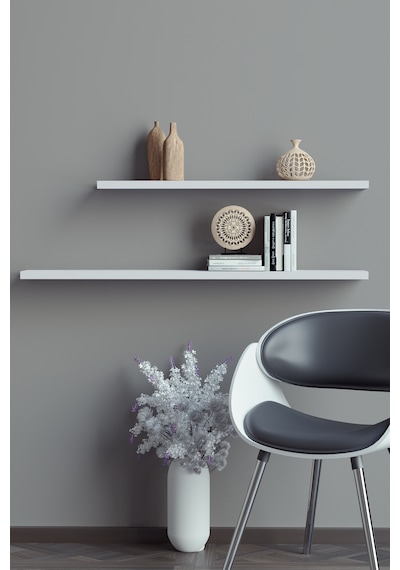 Yankı-BYEG 2li 80 cm 60 cm Mat Beyaz Mdf Duvar Rafı Gizli Bağlantı