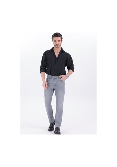 Blayn Jeans Erkek Regular Kalıp Likralı Esnek Kot Pantolon Açık Gri