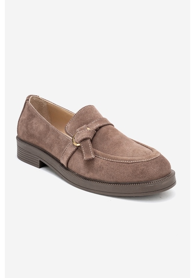 Luvishoes Luvi Shoes Galea Vizon Süet Tokalı Hakiki Deri Kadın Loafer Ayakkabı Vizon