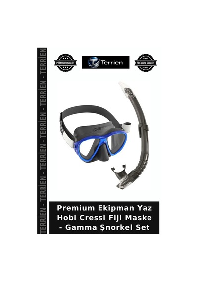 Premium Ekipman Yaz Hobi Cressi Fiji Maske - Gamma Şnorkel Set Clear-Blue