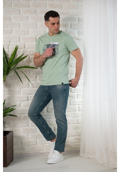 Regular Fit Pamuklu Baskı Detaylı Erkekyazlık T-shirt 001