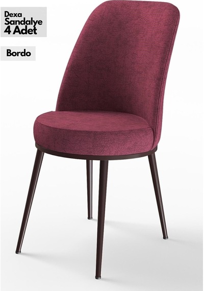 Canisa Concept Canisa Dexa Serisi 1.sınıf Yemek Ve Mutfak Sandalyesi , 4 Adet , Bordo , Ayaklar Ceviz Sandalye Bordo Ayaklar Ceviz
