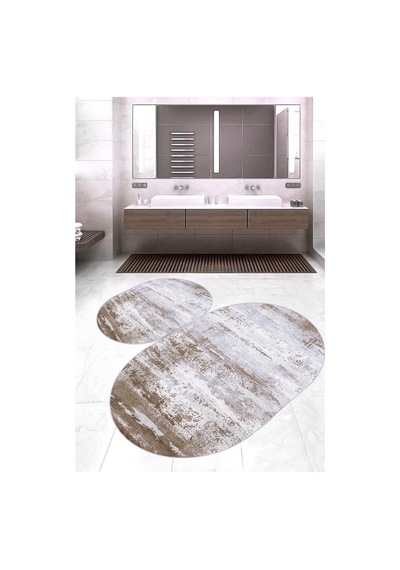 Eliana Home Dijital Baskı 2'li Banyo Paspas Takımı Lna5-hy944 100x60 Ve 60x50 Cm Kahverengi