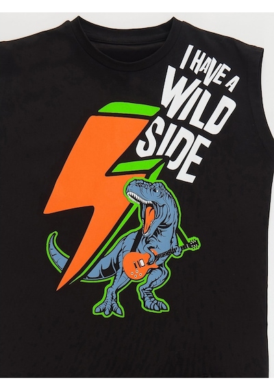 Denokids Mushi Şimşek Dino Erkek Çocuk T-Shirt Kapri Takım Çok Renkli